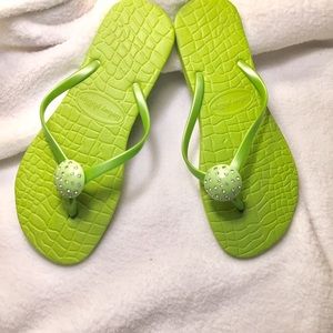 🏖 Jordi Green Fun in the Sun Flip Flops Sz 7